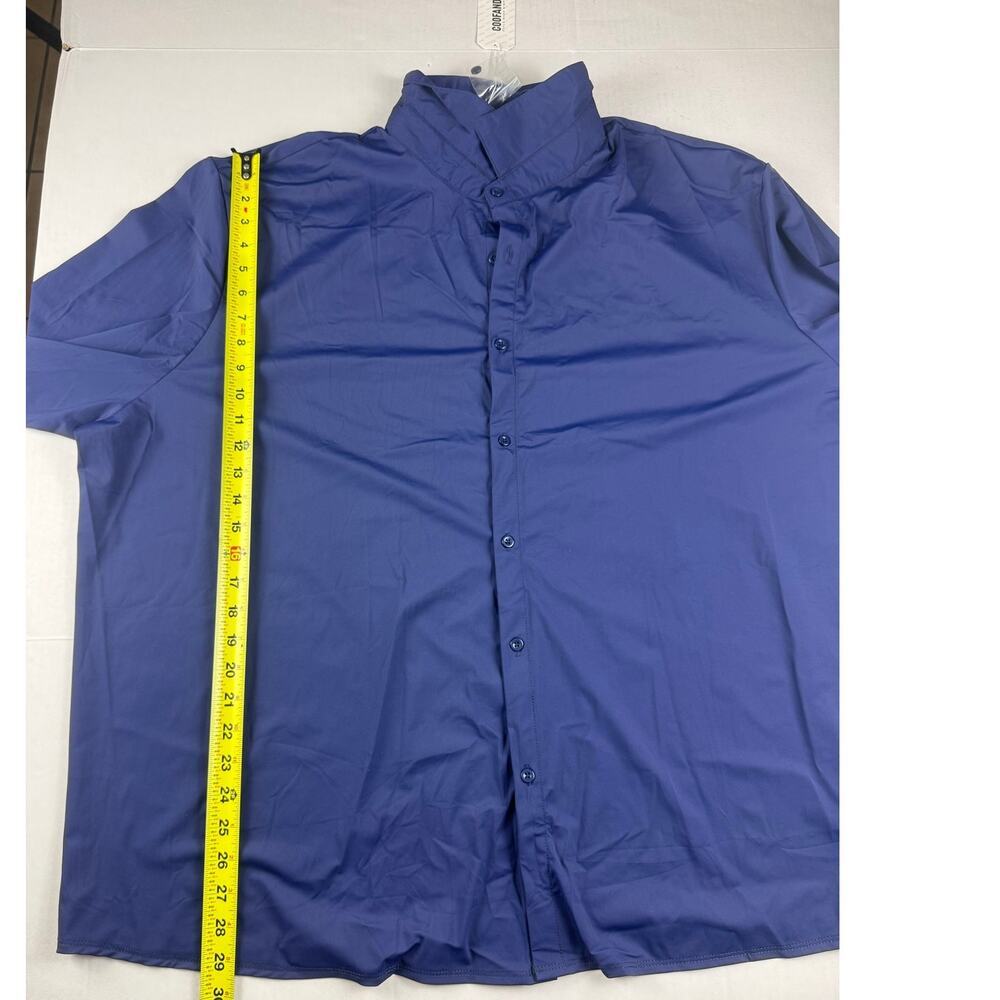 COOFANDY Men's 4XL Blue Navy Stretch Dress Shirt NWT - Picture 3 of 7